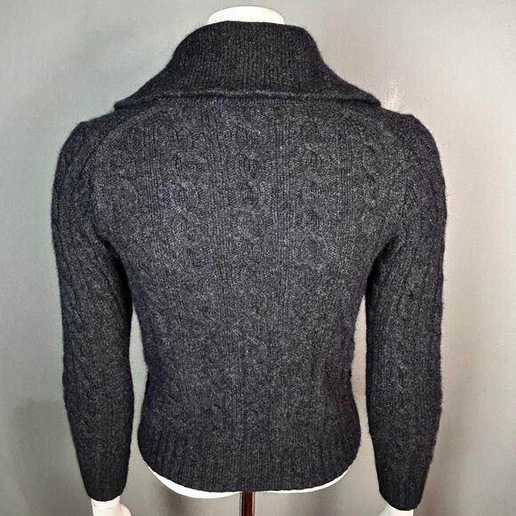 J.Crew sweater cardigan women's XS shawl Merino Angora Horse fisherman cable y2k - Picture 7 of 9